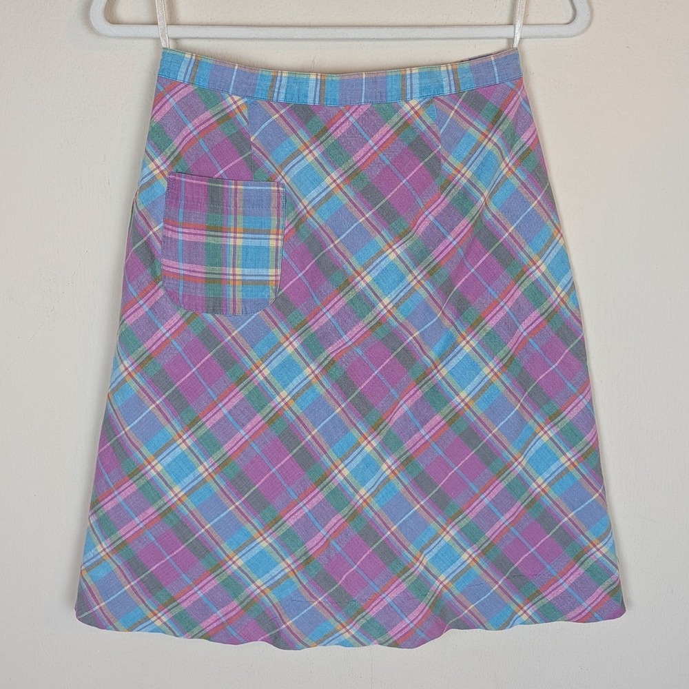 Lilly Pulitzer Skirt 4 Pink Blue Plaid A-Line Pastel Preppy Twee White Label